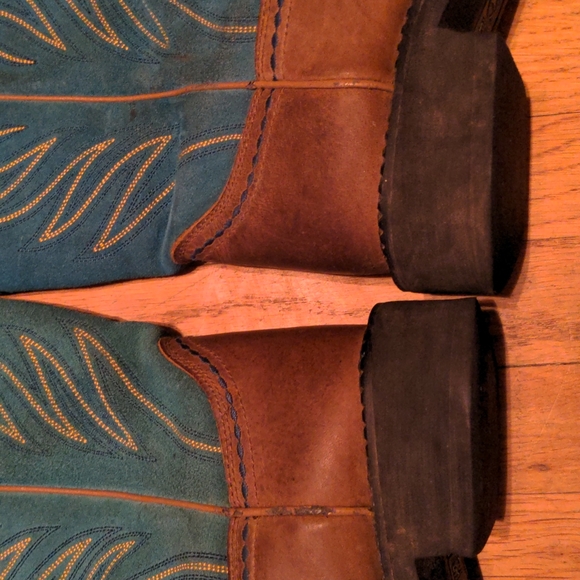 Ariat FatBaby Western Turquoise Leather Pull-On Cowboy Boots Women's 7.5B - Picture 12 of 15